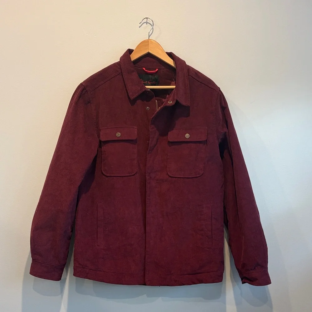 New Robert Graham Deep Red Quilted Corduroy Shirt Jacket - Picture 2 of 9